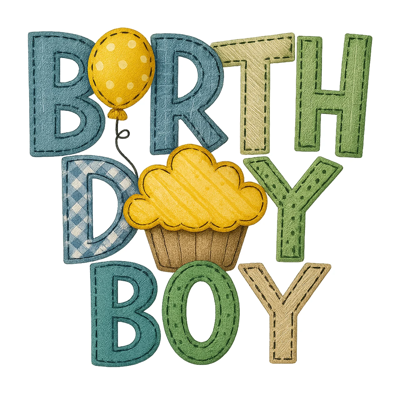 Birthday Boy Faux Applique Sublimation Design Kids Birthday