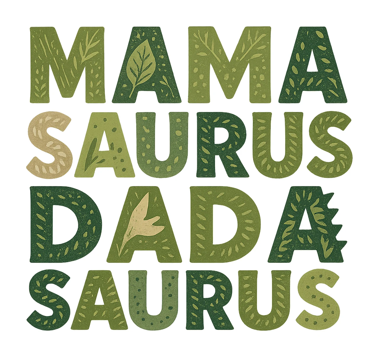 MamaSaurus DadaSaurus Matching Family Dinosaur Shirts