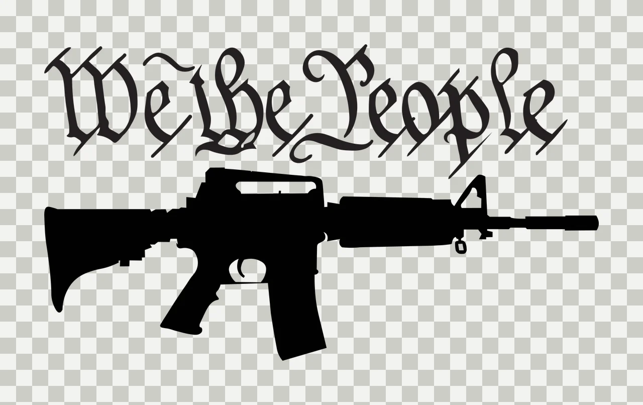We The People Text With Rifle firearm silhouette black white transparency and detail preview thumbnail