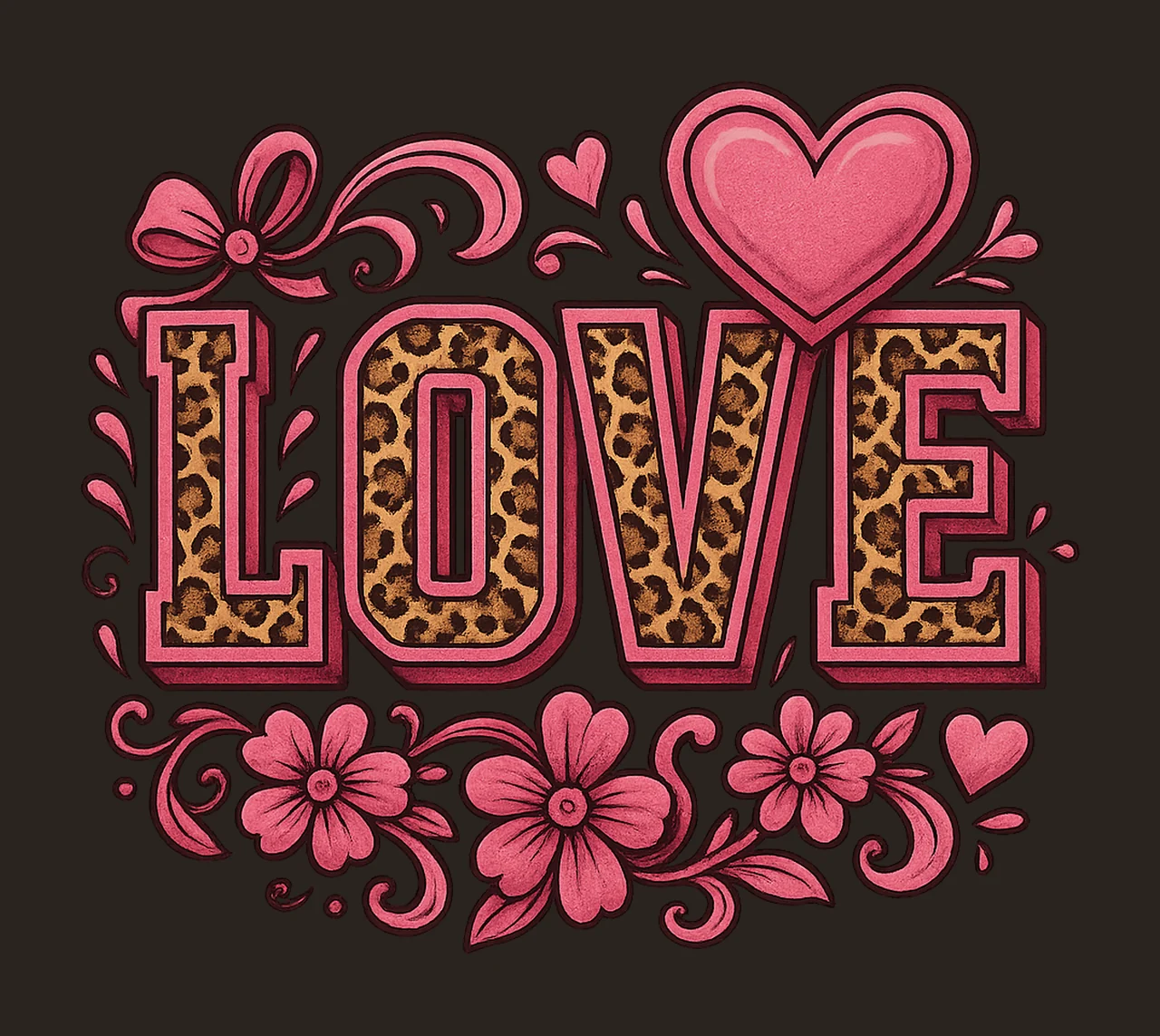 Pink Glitter Leopard XOXO Valentines Day Retro Valentine contrast preview thumbnail