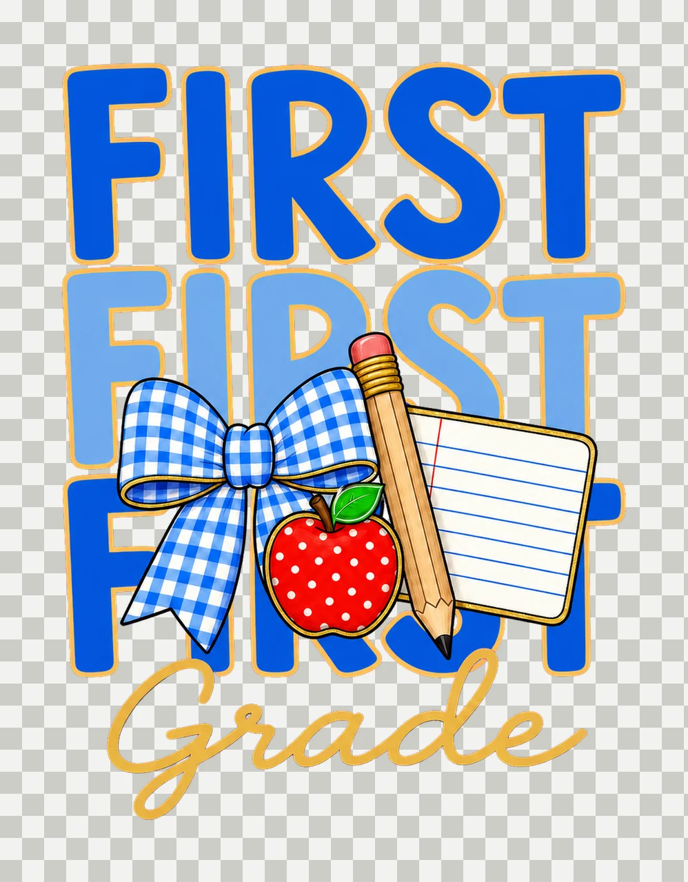 Preppy Teacher Blue Gingham Grade Series bundle 03 transparency and detail preview thumbnail