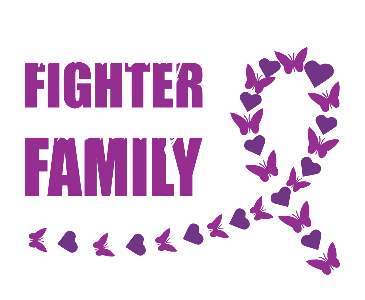 Cancer Awareness Ribbon Butterfly Design heart typography and