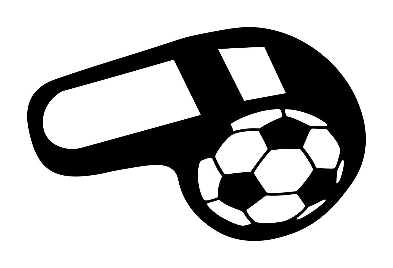 Soccer Sports Whistle With Ball Detail silhouette black referee