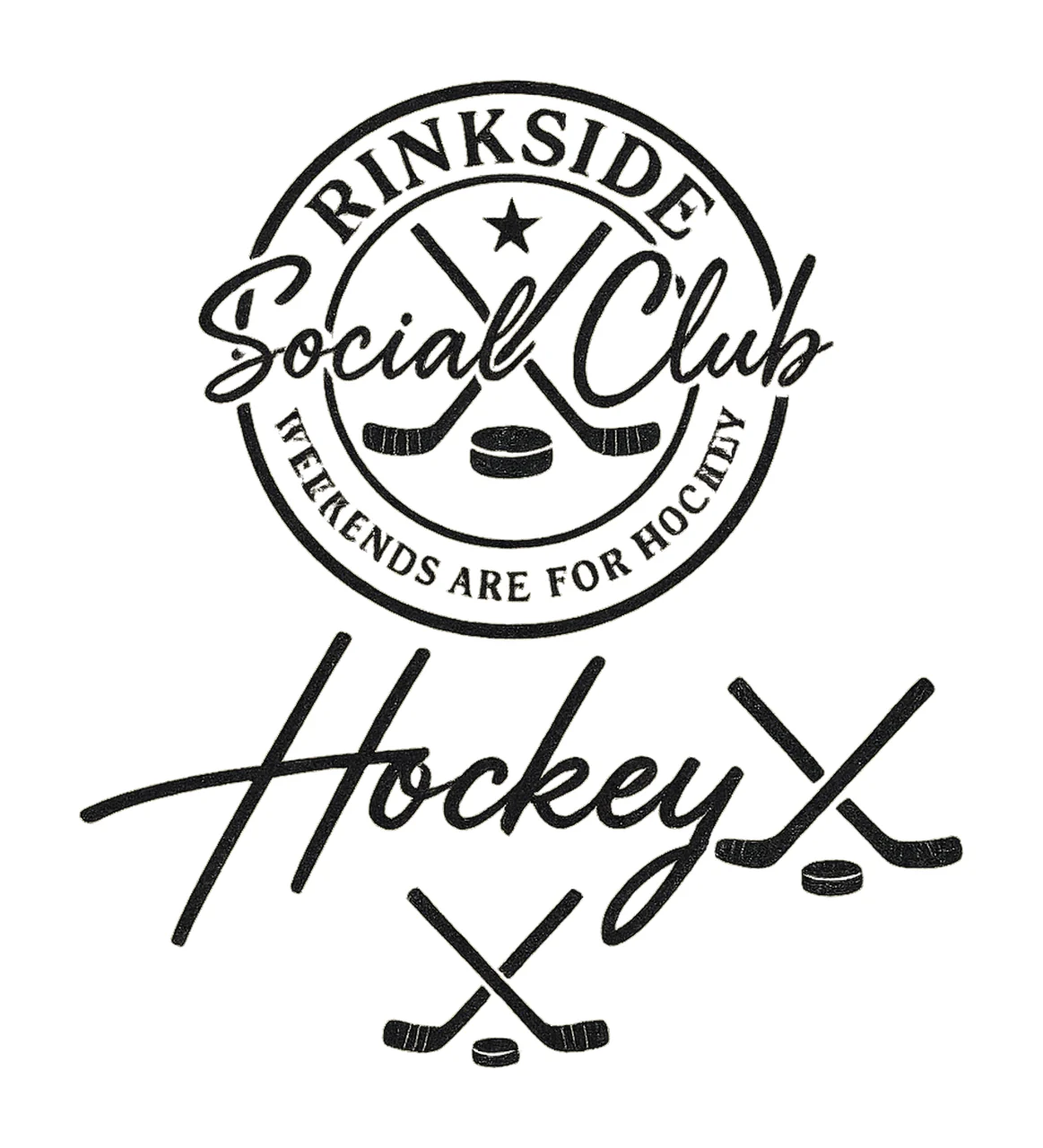Hockey Emblem Sports Logo With Sticks puck star circle badge