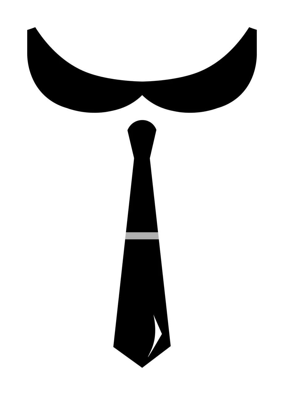 Minimalist Black Tie And Mustache Icon silhouette white plain