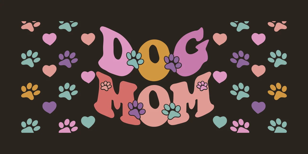 Can Glass Wrap Dog Mom With Paw Prints Text reading surrounded by paws contrast preview thumbnail