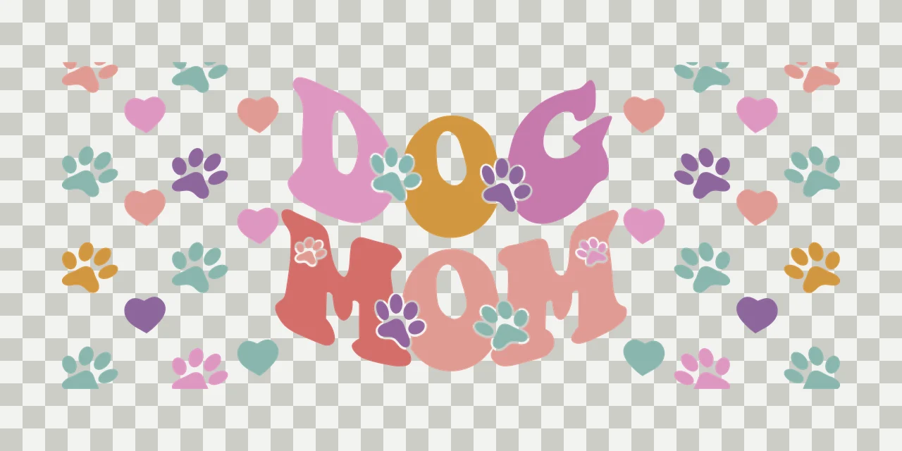 Can Glass Wrap Dog Mom With Paw Prints Text reading surrounded by paws transparency and detail preview thumbnail