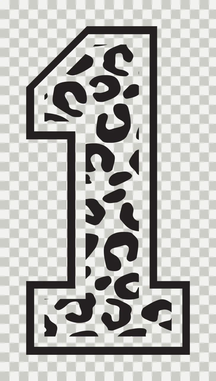 Black Varsity Half Font Leopard Character 19 print animal cheetah transparency and detail preview thumbnail
