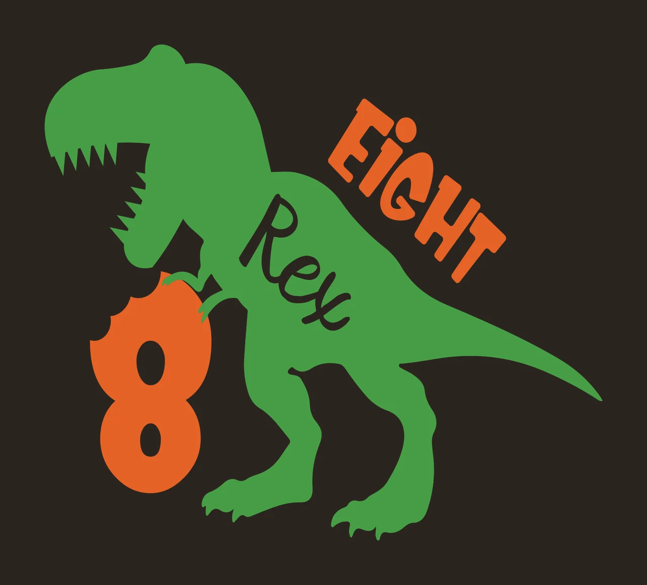 Birthday Dinosaur With Number standing teeth silhouette black contrast preview thumbnail