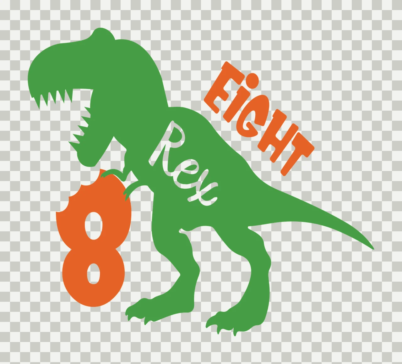 Birthday Dinosaur With Number standing teeth silhouette black transparency and detail preview thumbnail