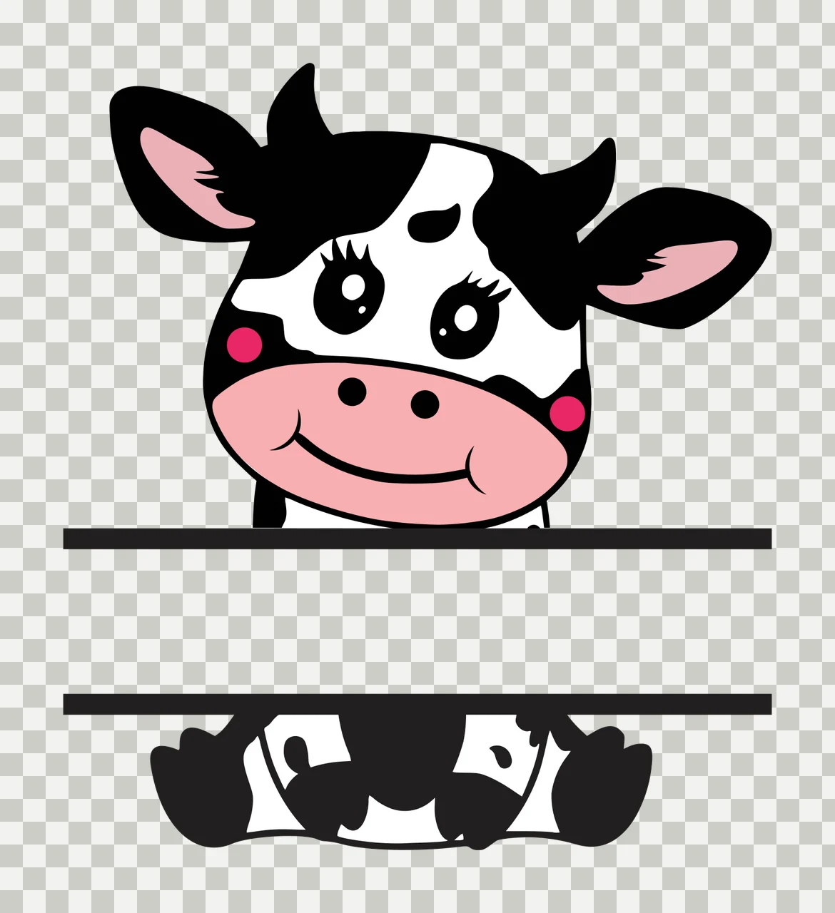 Cow Can Glass Wrap Split Silhouette For Nameplate peeking head transparency and detail preview thumbnail