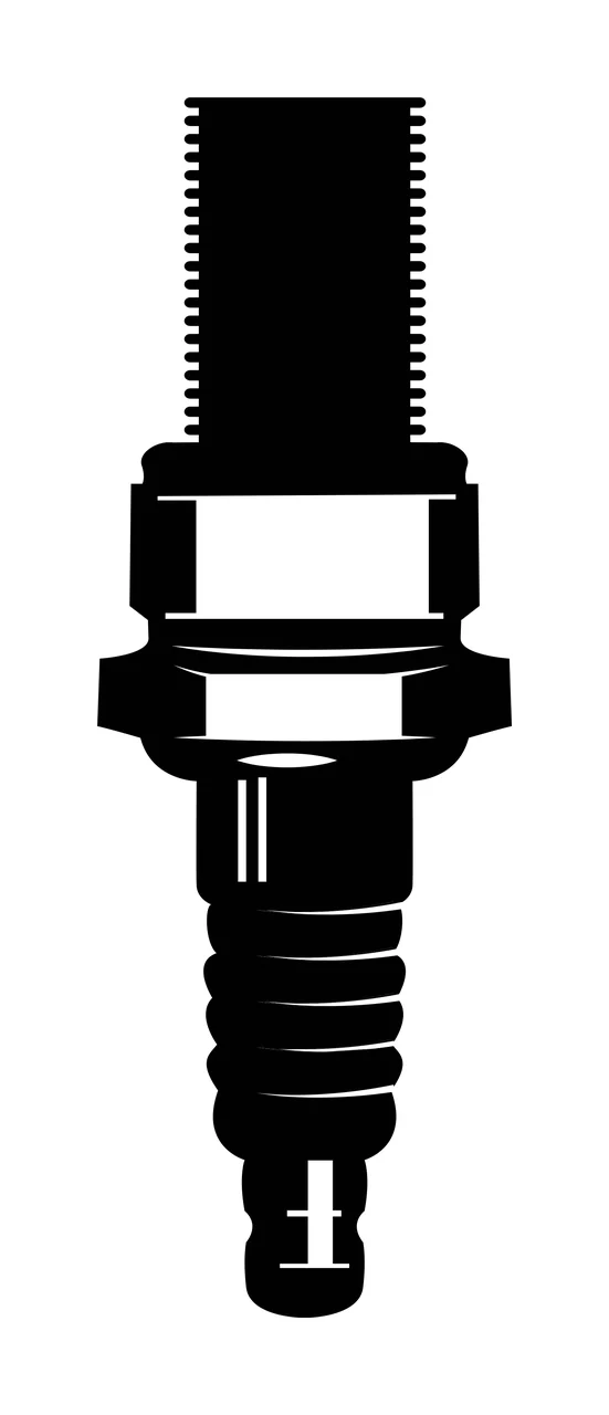Black Spark Plug Silhouette On A Plain White automotive engine