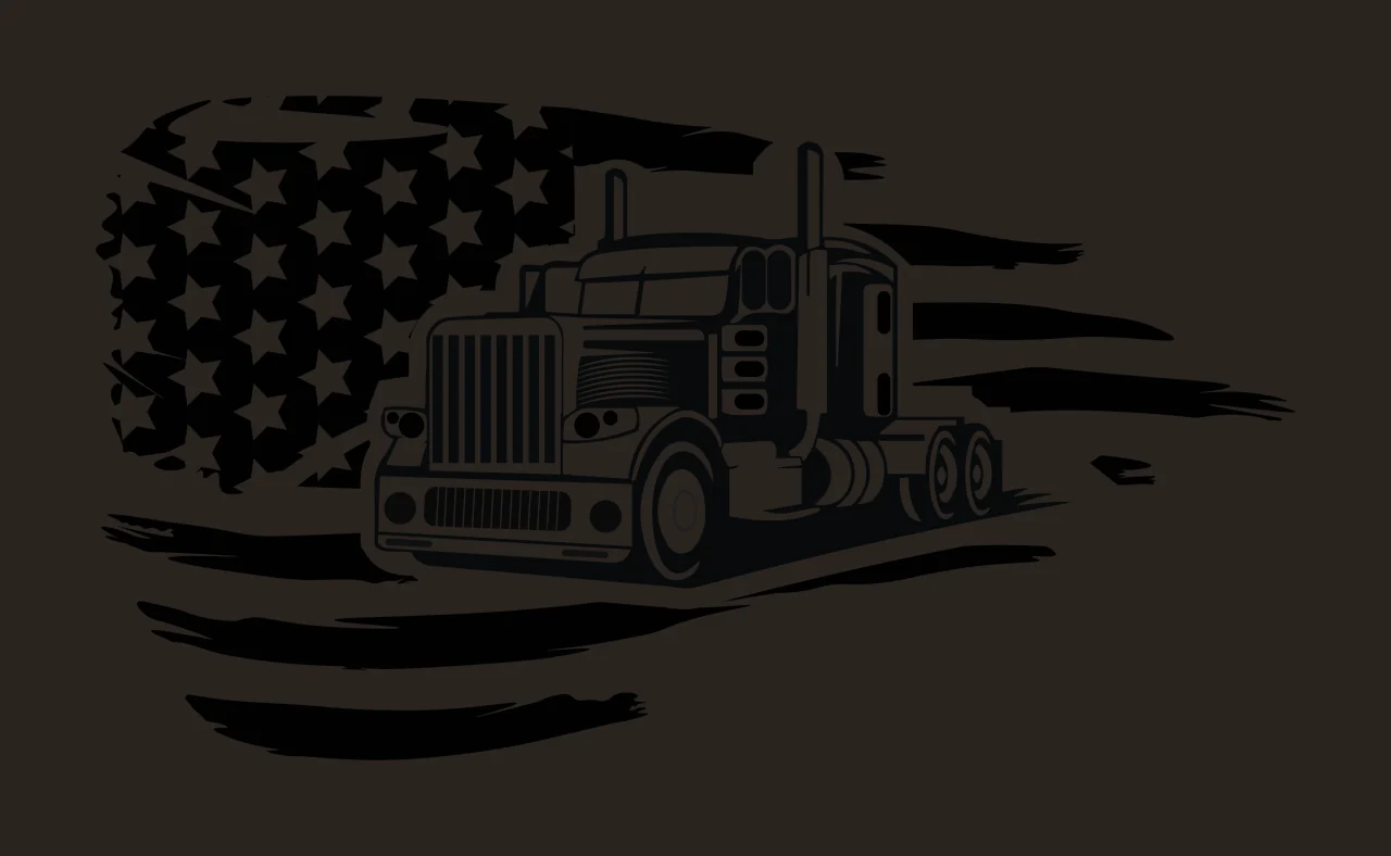 Semi Truck Flag And American Silhouette driving stars stripes contrast preview thumbnail