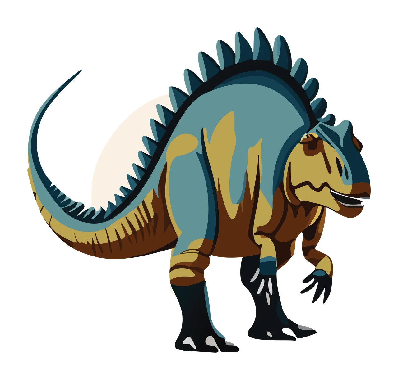 Dinosaur Black Silhouette Standing Spiked spikes tail limbs