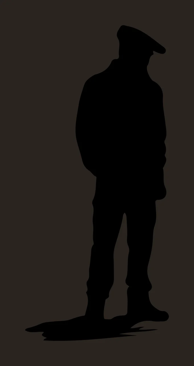 Full Length Silhouette Of A Standing Person Wearing cap coat contrast preview thumbnail