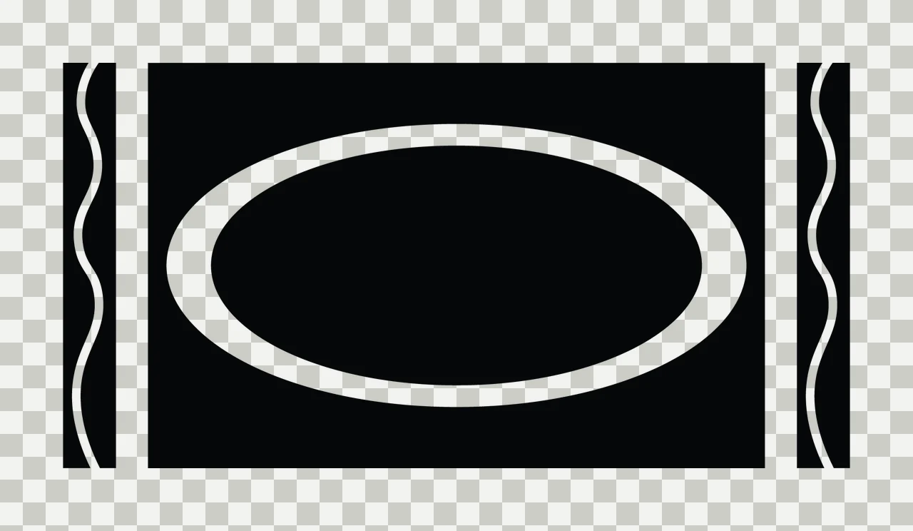 Black Rectangle Containing A White Oval Between Two Wavy lines transparency and detail preview thumbnail