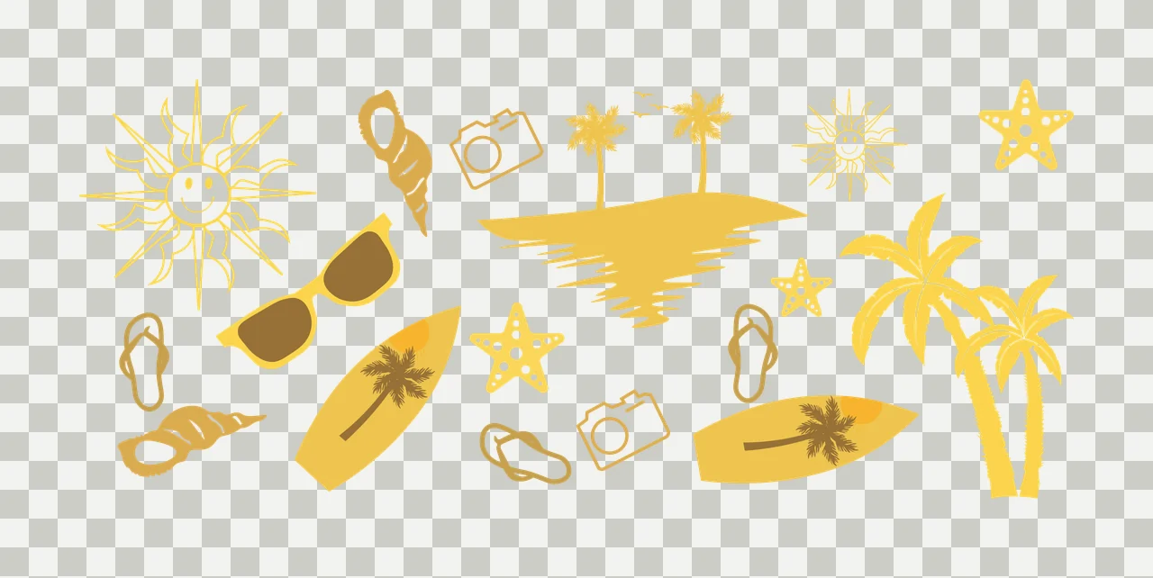 Can Glass Wrap Summer Vacation Icons And Elements arrayed sun transparency and detail preview thumbnail