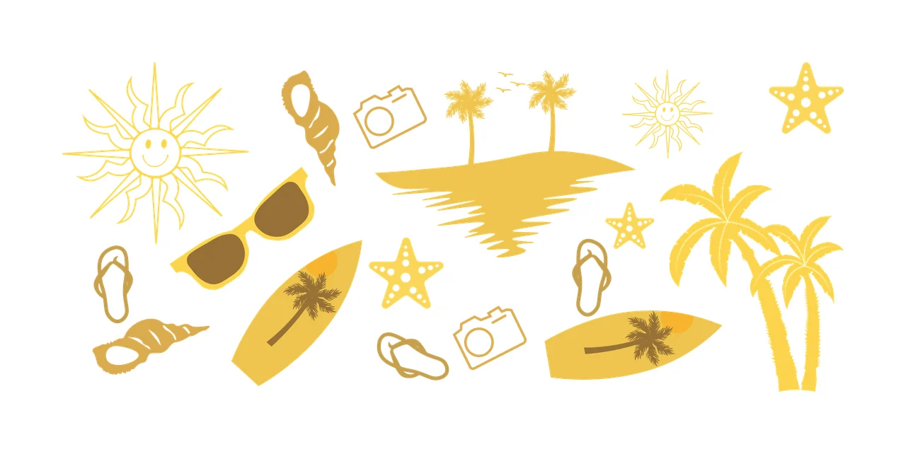 Can Glass Wrap Summer Vacation Icons And Elements arrayed sun