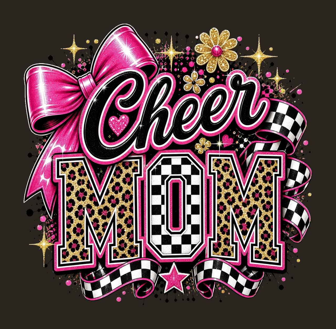 Checkered Coquette Cheer Mom Cheerleader Team Variation A contrast preview thumbnail
