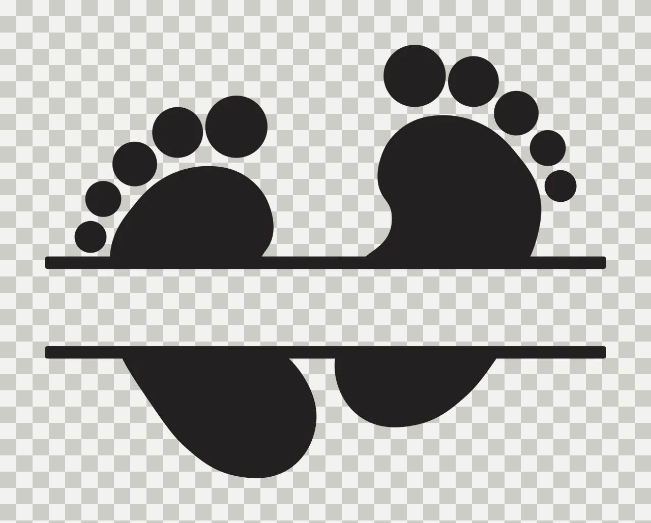 Feet Baby Split Monogram Design footprints framing bar minimalist transparency and detail preview thumbnail