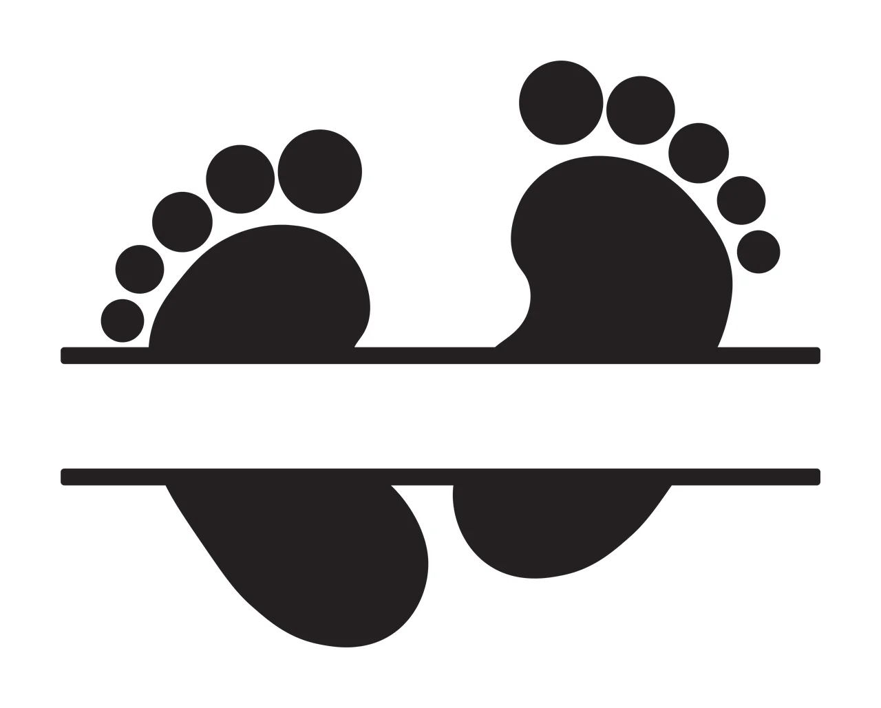 Feet Baby Split Monogram Design footprints framing bar minimalist