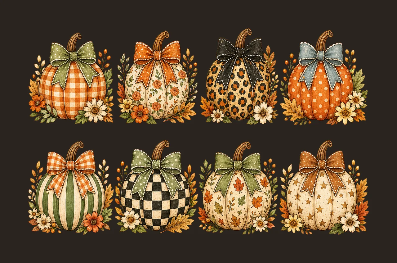 Pumpkin Preppy Fall Pumpkin Sublimation Cute Variation D contrast preview thumbnail