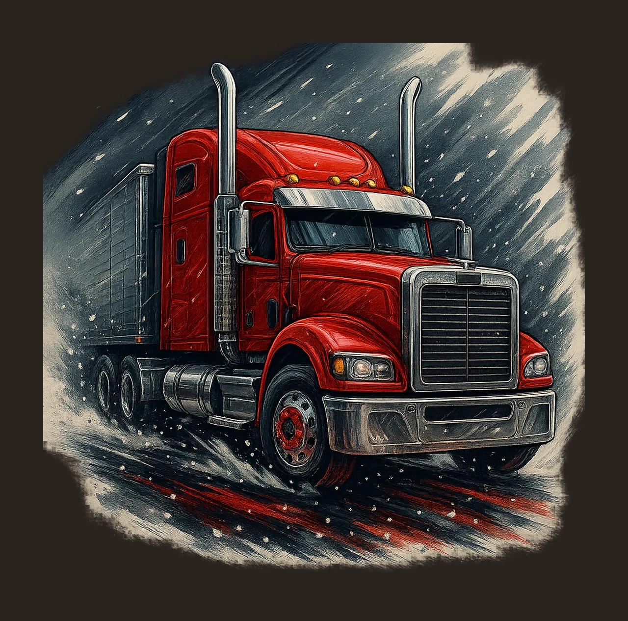 3D Semi Truck Tumbler Wrap Big Rig Trucker Red Design 20oz contrast preview thumbnail