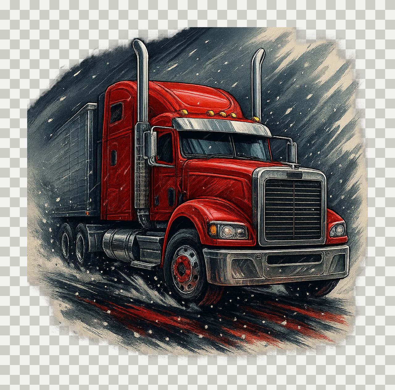 3D Semi Truck Tumbler Wrap Big Rig Trucker Red Design 20oz transparency and detail preview thumbnail