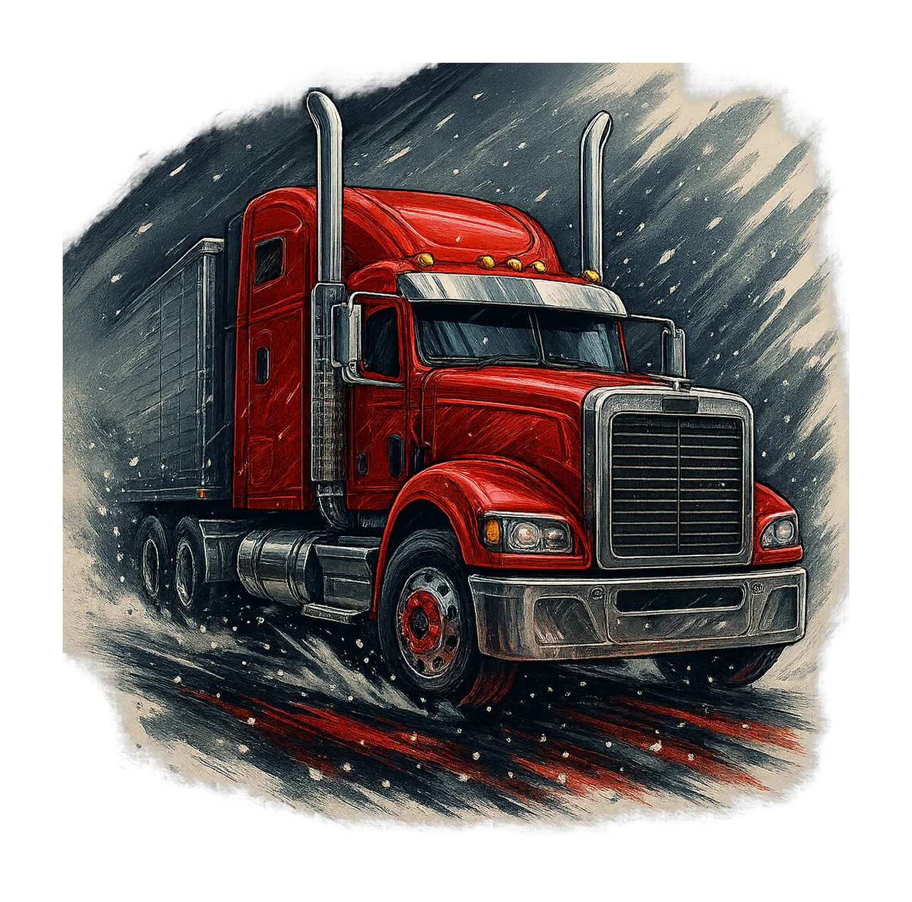3D Semi Truck Tumbler Wrap Big Rig Trucker Red Design 20oz