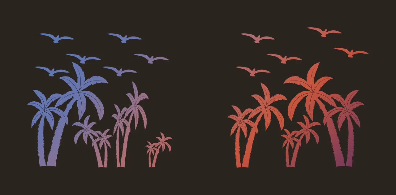 Can Glass Wrap Palm Trees And Flying Birds tree bird silhouette contrast preview thumbnail