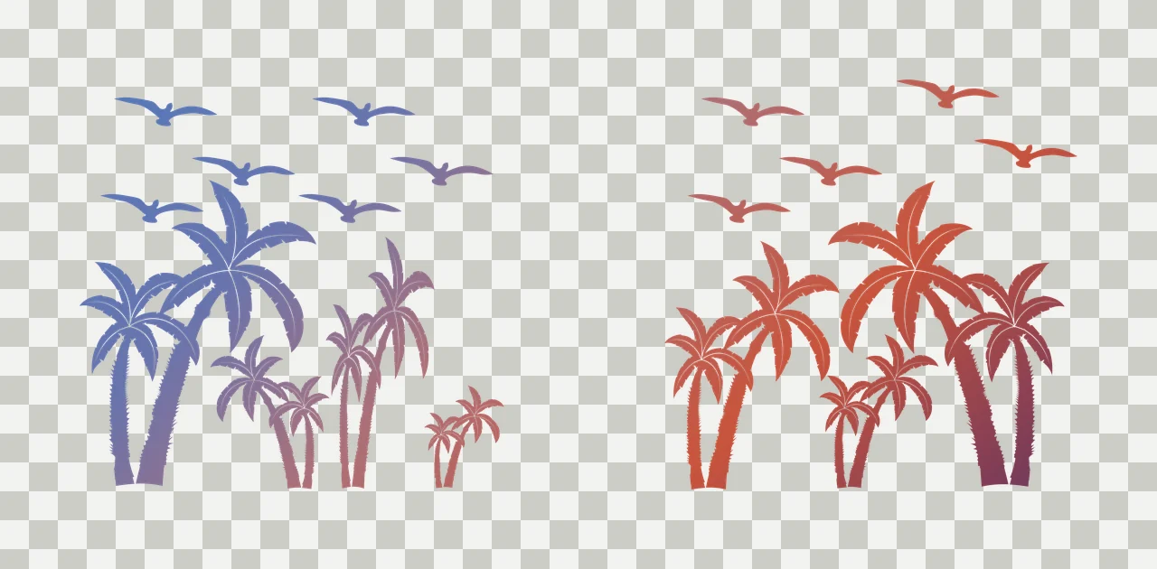 Can Glass Wrap Palm Trees And Flying Birds tree bird silhouette transparency and detail preview thumbnail