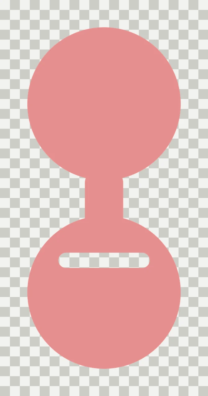 Pink two-circle icon with horizontal cutout Illustration with pink upper circle, pink lower circle, central pink connector and white horizontal cutout transparency and detail preview thumbnail