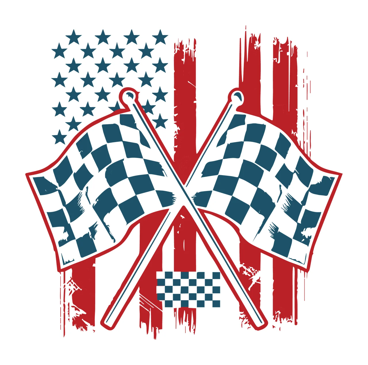 Flag Crossed Checkered Racing Flags Pattern flagpoles stripes