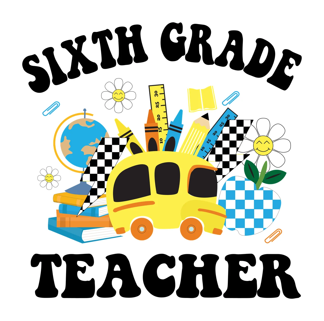 Teacher Silhouette School Supplies stationary globe apple Variation
