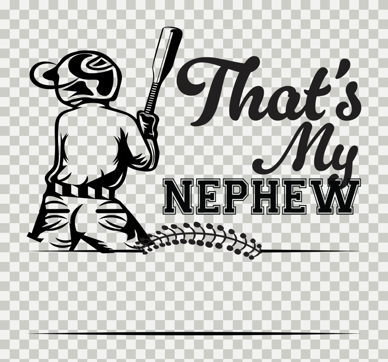 That S My Nephew Baseball Graphic player silhouette swinging bat transparency and detail preview thumbnail