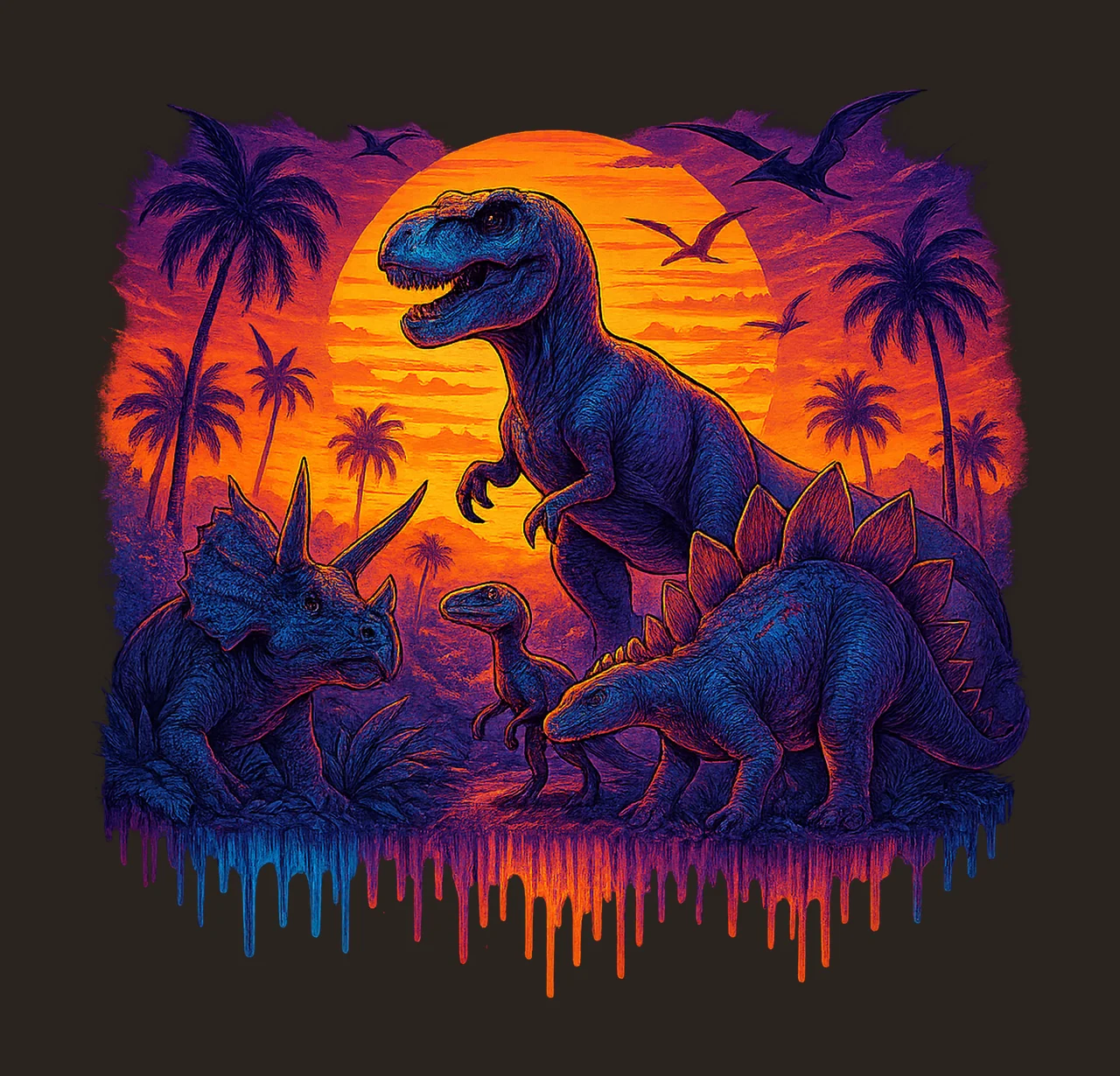 Colorful Dinosaur rex Boys Shirt Sublimation Kids Dinosaur contrast preview thumbnail