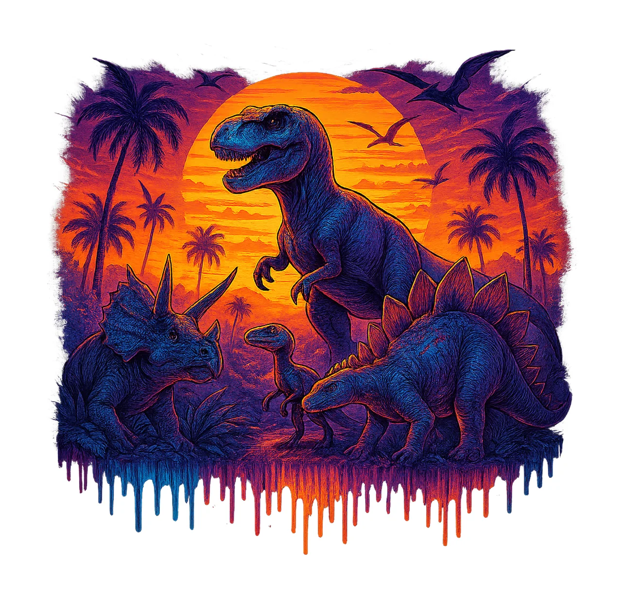 Colorful Dinosaur rex Boys Shirt Sublimation Kids Dinosaur
