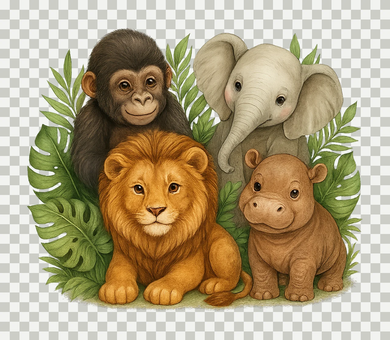 Safari Animals Kids Sublimation Designs Elephant Giraffe transparency and detail preview thumbnail
