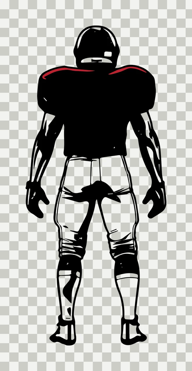 American Football Player Back View Illustration standing helmet transparency and detail preview thumbnail