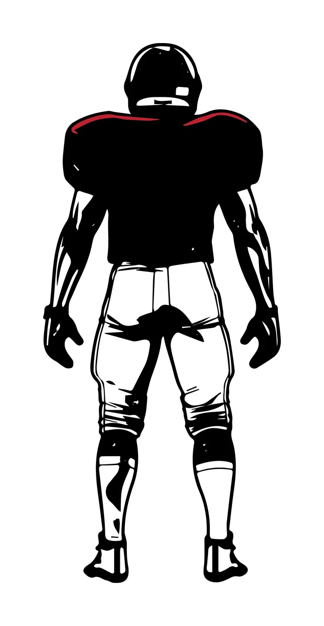 American Football Player Back View Illustration standing helmet