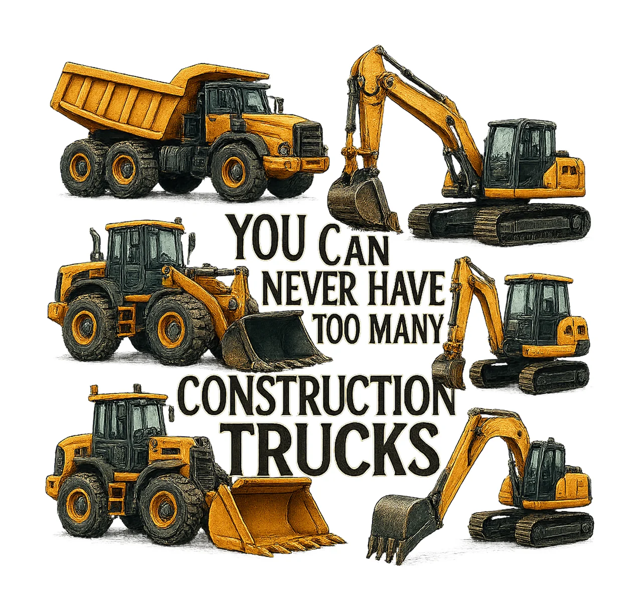 Too Many Construction Trucks Excavator Crane Dump Truck