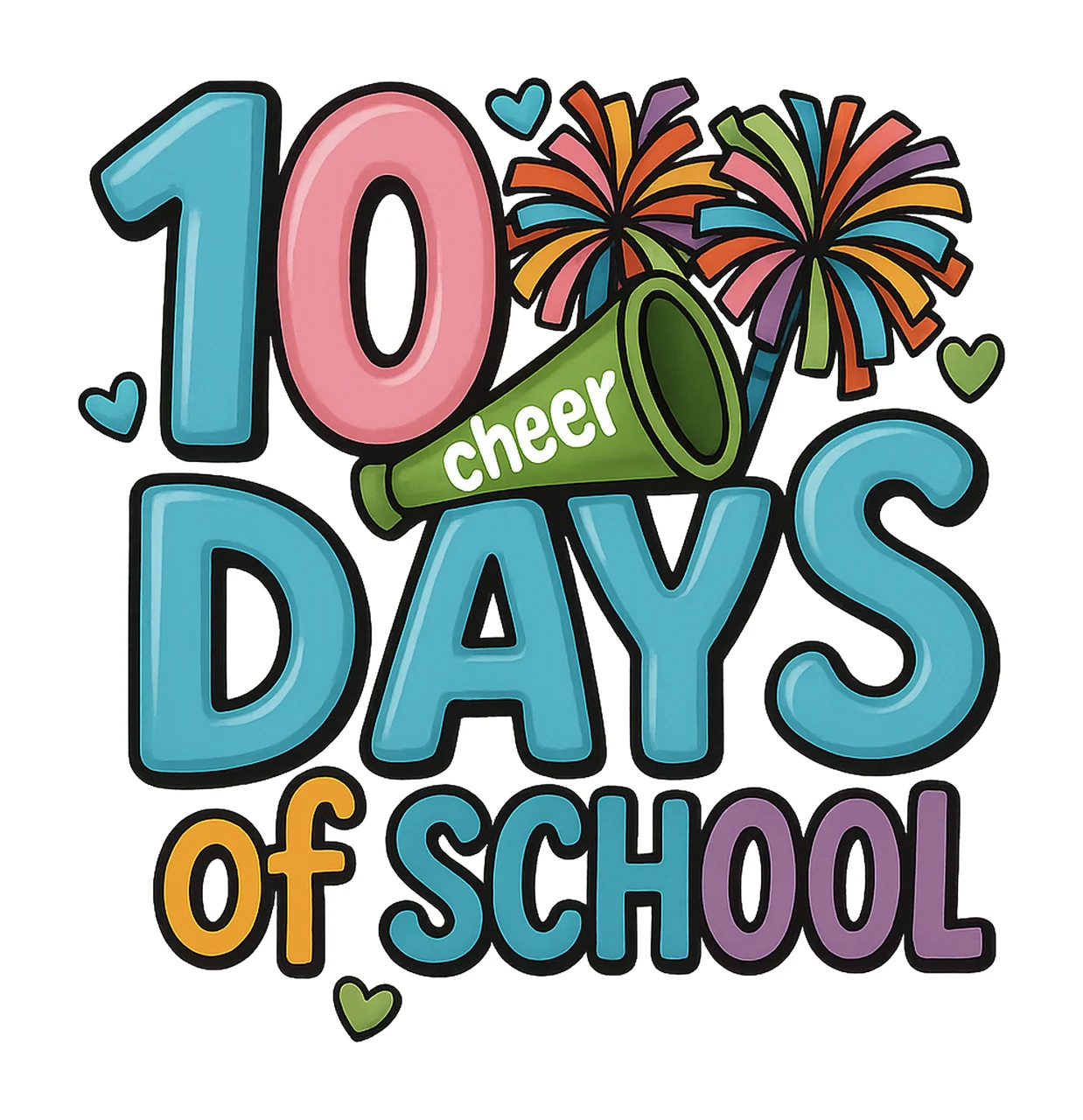 100 Days of School Cheer Sublimation Design Happy 100 Days
