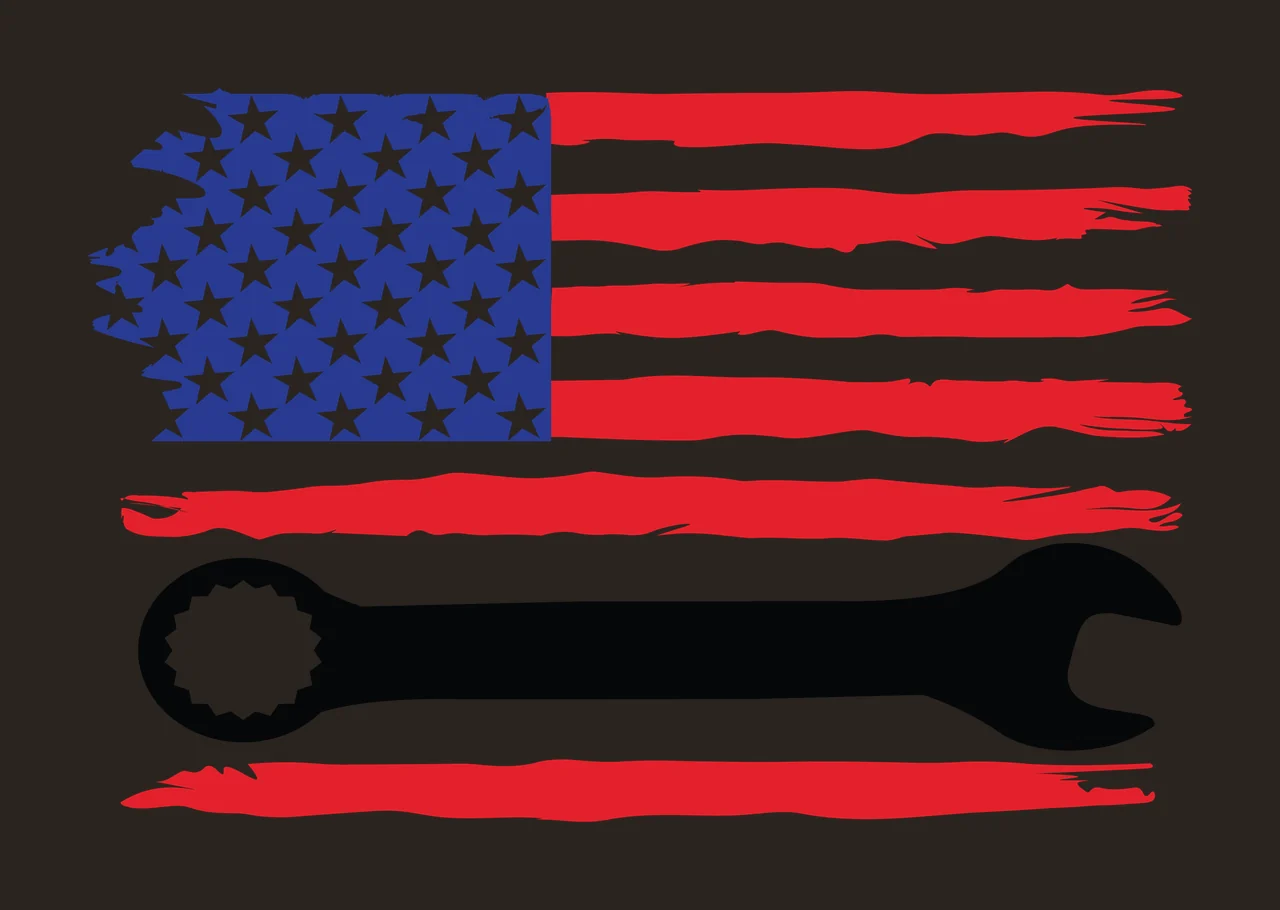 Flag A Black Wrench Silhouette Over Distressed Horizontal stars contrast preview thumbnail