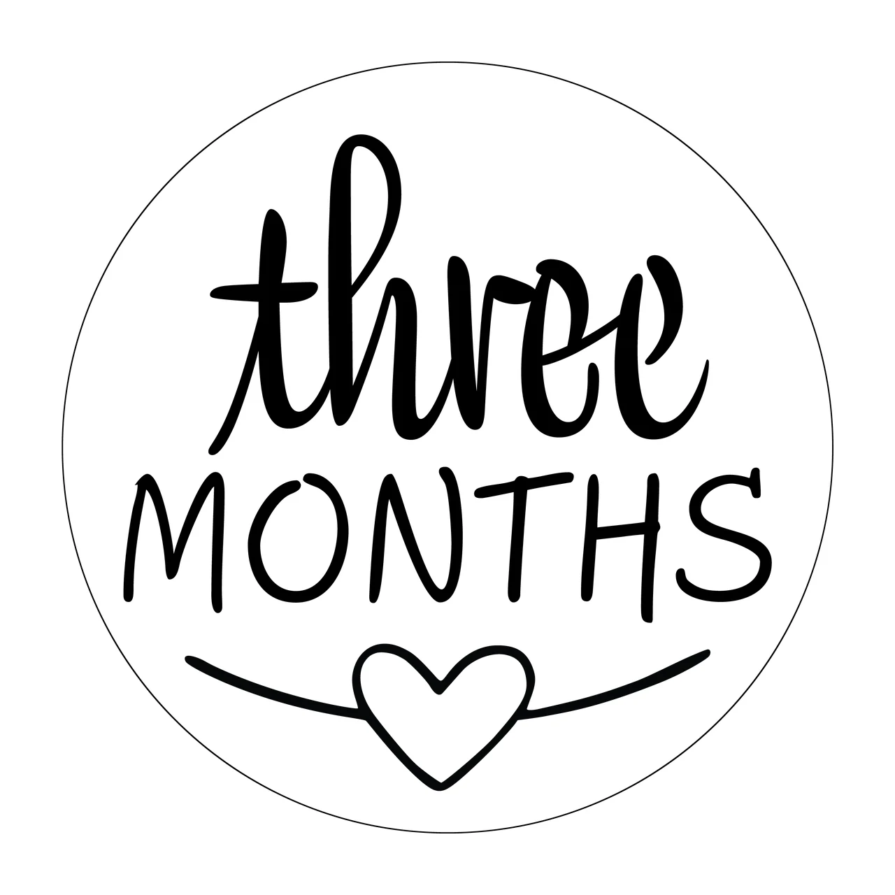 Milestone Three Months Circular Sticker With Decorative Heart circle