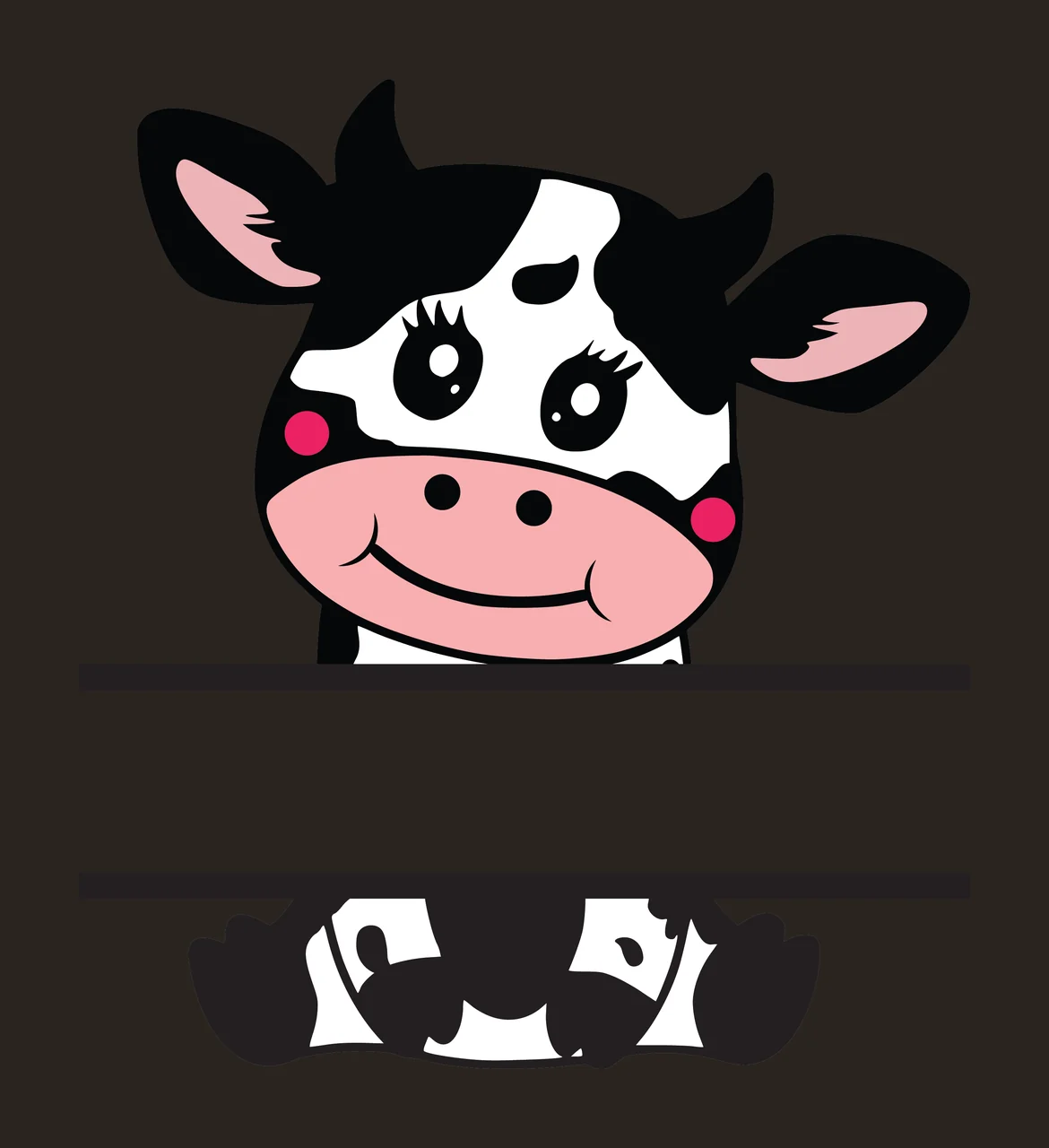 Cow Head Silhouette With Split Nameplate Facing forward Horns contrast preview thumbnail
