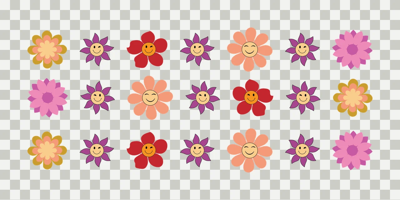 Can Glass Wrap Floral Flower Silhouettes Grid Collection flowers transparency and detail preview thumbnail