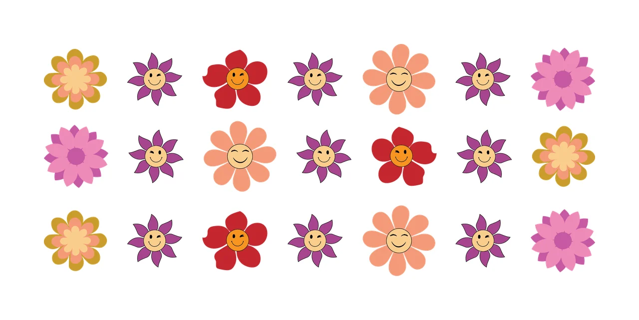 Can Glass Wrap Floral Flower Silhouettes Grid Collection flowers