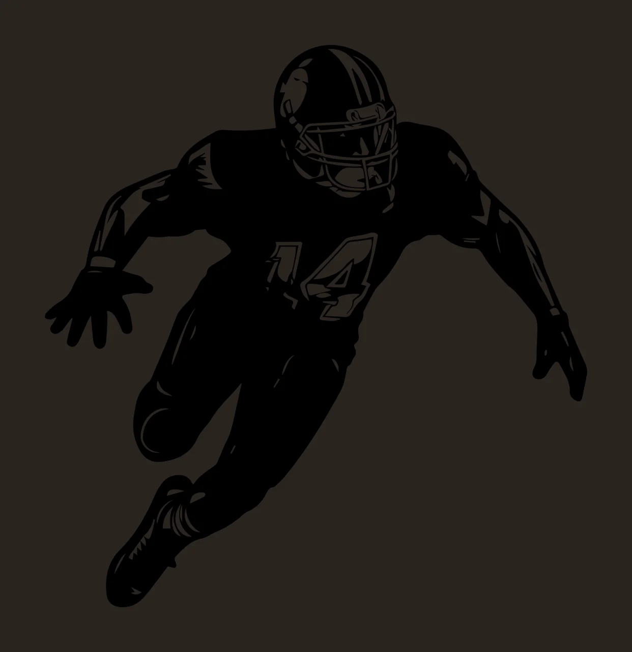 Football Player 14 Running Number Fourteen Silhouette black contrast preview thumbnail