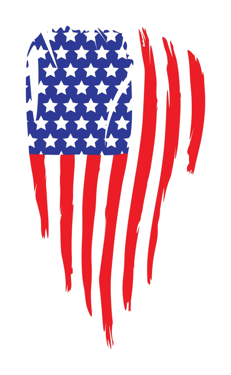 Flag Distressed With Torn Effect American stars stripes black