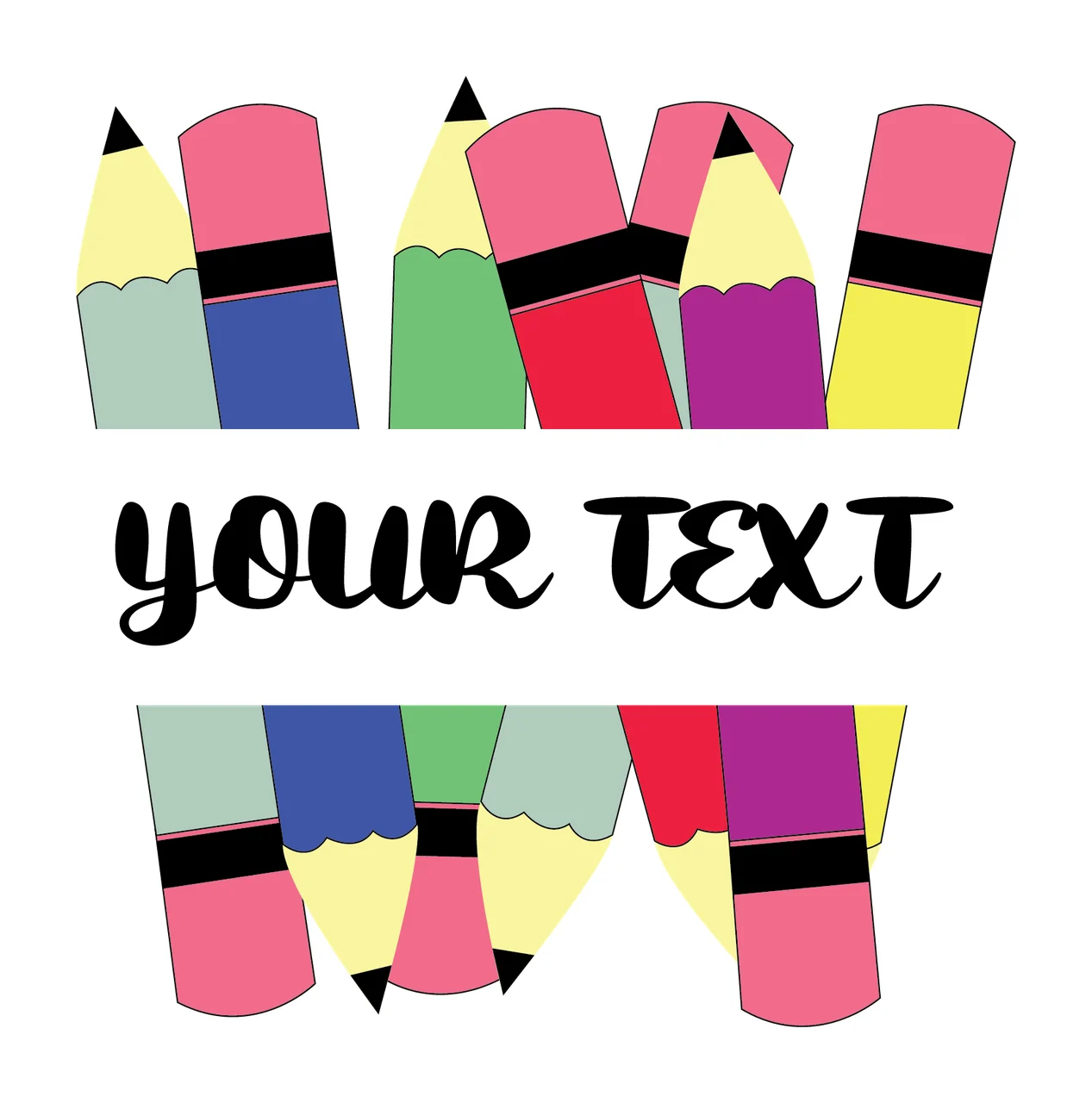 Your Text Inside Split Rectangle black plain typography frame